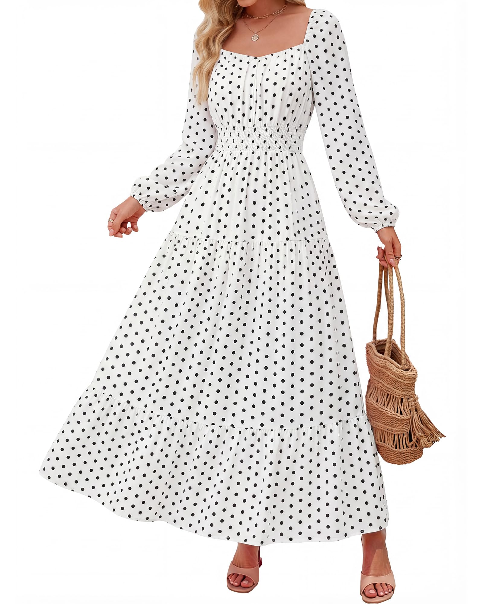 50% Off BTFBM Women's Boho Floral Long Sleeve Maxi Dress