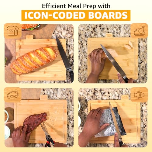 30% Off Bamboo Cutting Board Set with Scissors - Image 4