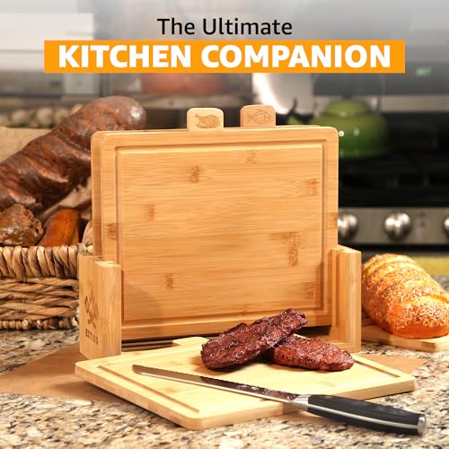 30% Off Bamboo Cutting Board Set with Scissors - Image 5