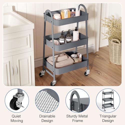 58% Off OLIXIS 3-Tier Metal Rolling Utility Cart - Image 4