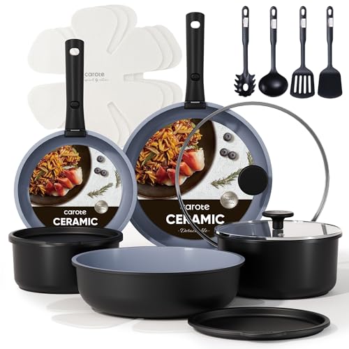 50% Off CAROTE 19-Piece Ceramic Cookware Set