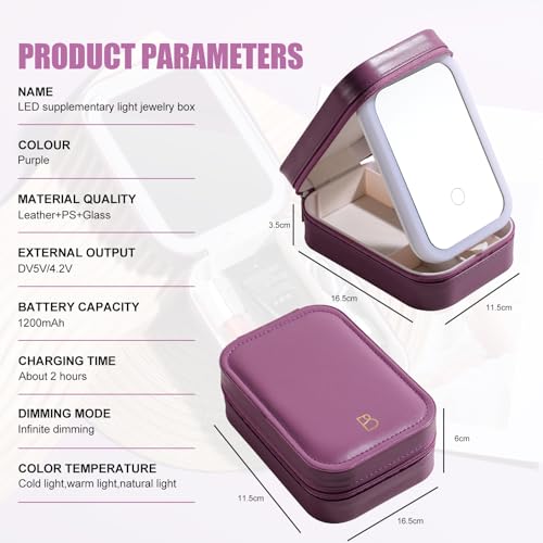 50% Off BS-MALL LED Travel Makeup Mirror Case - Image 6