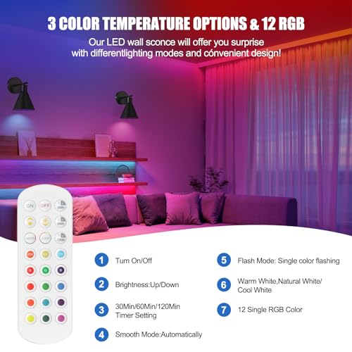 50% Off Modern Wireless LED Wall Sconces with Remote - Image 4