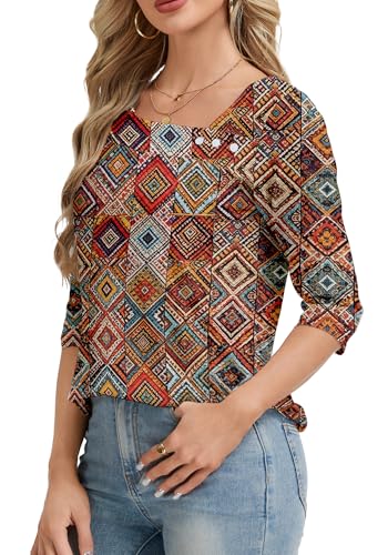 Dimur Women's 3/4 Sleeve Top - Affordable Asymmetrical Blouse - Image 4
