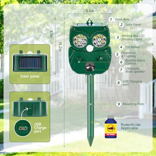 60% Off Owl Solar Animal Repellent with Motion Sensor - Image 2