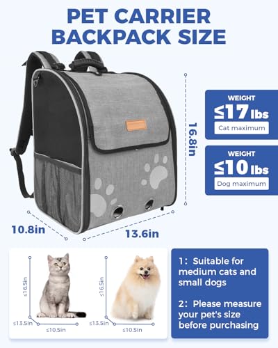 50% Off Lightweight Cat Carrier Backpack for Pets Up to 15 lbs - Image 2