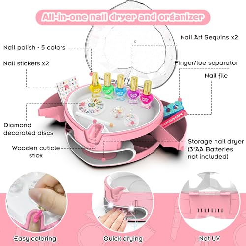 50% Off BATTOP Kids Nail Polish Kit with Dryer & Organizer - Image 3