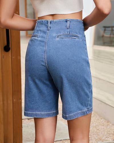 50% Off Vetinee Women's High-Waisted Bermuda Denim Shorts - Image 3