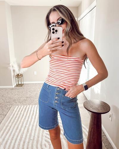 50% Off Vetinee Women's High-Waisted Bermuda Denim Shorts - Image 5