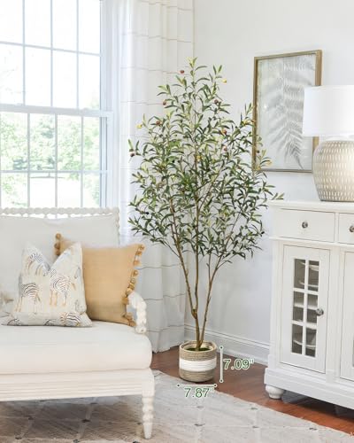 50% Off 6FT Artificial Olive Tree with Planter & Basket - Image 2