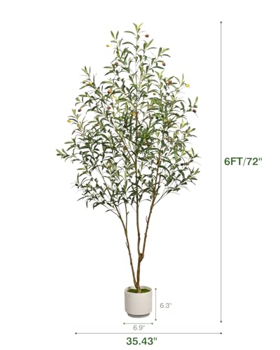 50% Off 6FT Artificial Olive Tree with Planter & Basket - Image 3
