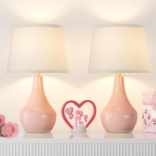 50% Off Seealle Pink Table Lamps Set of 2 for Bedroom