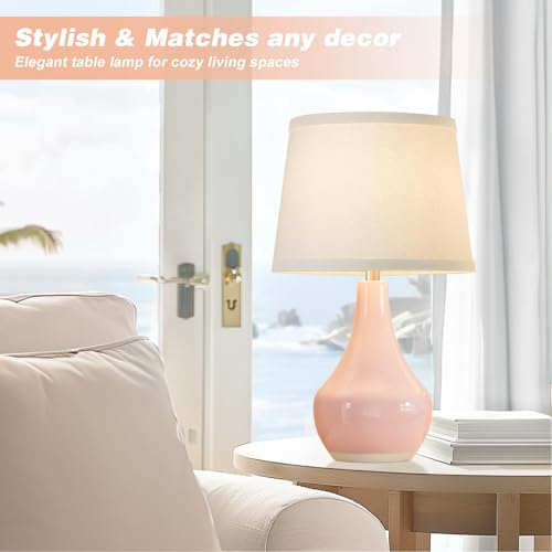 50% Off Seealle Pink Table Lamps Set of 2 for Bedroom - Image 3