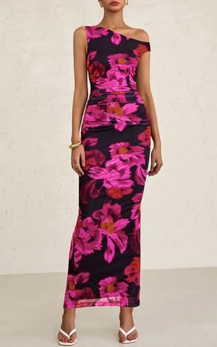 50% Off PRETTYGARDEN Floral One Shoulder Maxi Dress - Image 2
