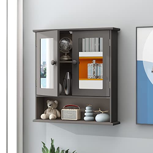Save 5% on Grey Medicine Cabinet with Mirror & Shelves - Image 2