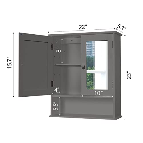 Save 5% on Grey Medicine Cabinet with Mirror & Shelves - Image 3