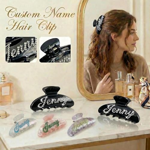 50% Off Personalized Rhinestone Banana Hair Clips for Women - Image 2