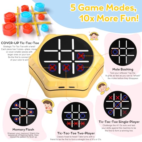 50% Off VORQXIN Handheld Tic Tac Toe Game - 5-in-1 Brain Teaser - Image 3