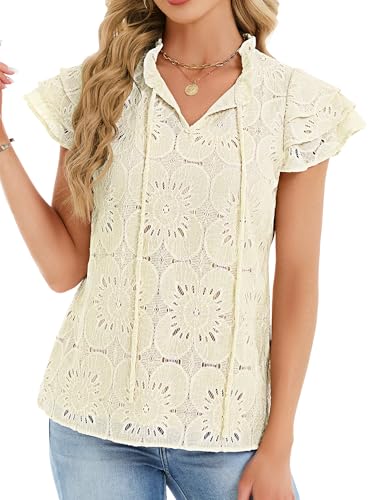 50% Off Funlingo Women's Embroidered Eyelet Summer Tops - Image 2