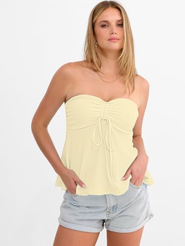 53% Off ANRABESS Women's Strapless Tie-Front Tube Top - Image 2