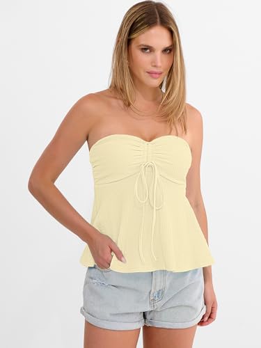 53% Off ANRABESS Women's Strapless Tie-Front Tube Top - Image 3