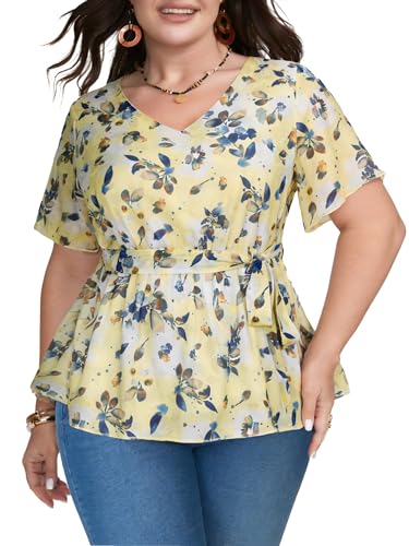 50% Off Plus Size Floral Blouse with Code BWEY2UMA