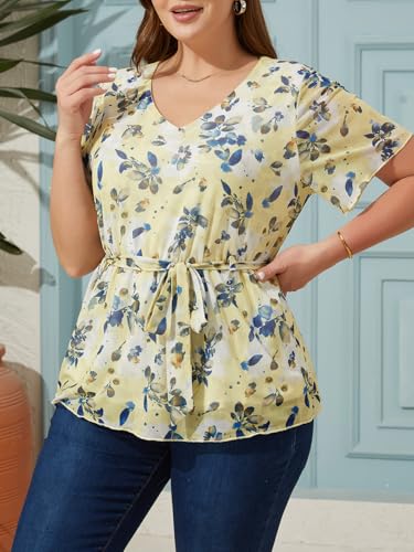 50% Off Plus Size Floral Blouse with Code BWEY2UMA - Image 3