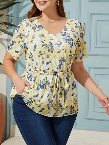 50% Off Plus Size Floral Blouse with Code BWEY2UMA - Image 5