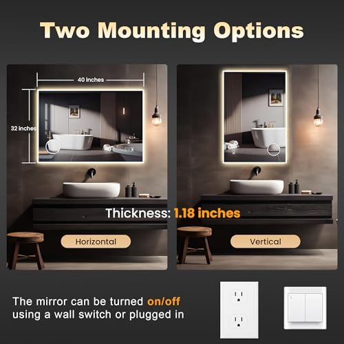 50% Off Habison 40x32 Inch LED Bathroom Mirror with Anti-Fog - Image 6
