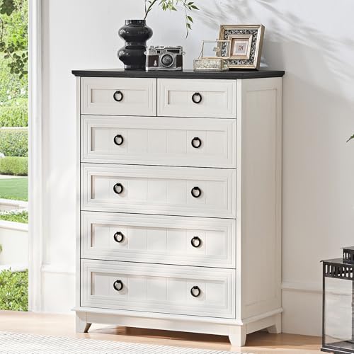50% Off Joaxswe Farmhouse 6-Drawer Rustic Wood Dresser - Image 1