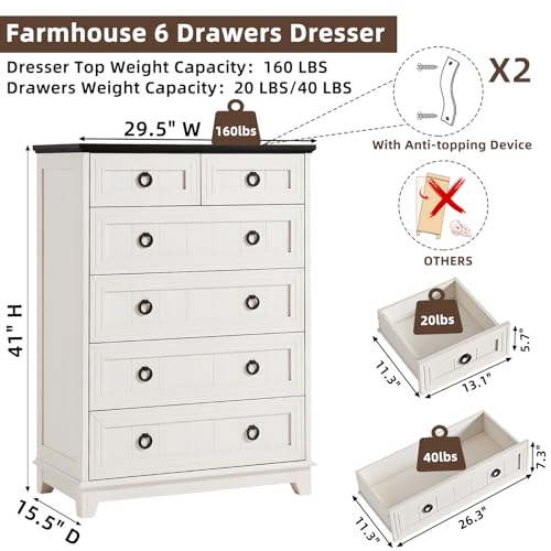 50% Off Joaxswe Farmhouse 6-Drawer Rustic Wood Dresser - Image 2