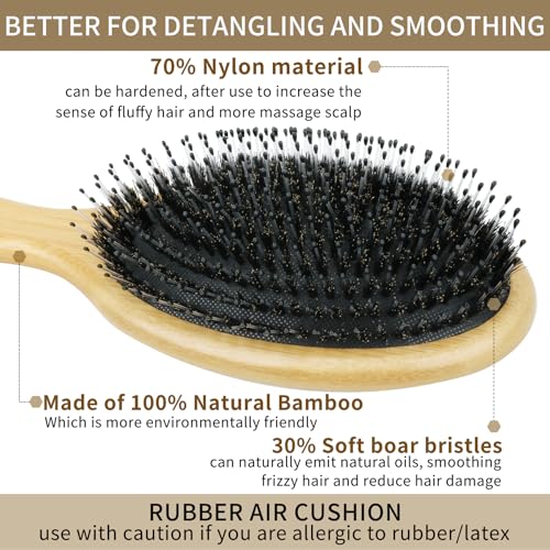 Save 33% on Bamboo Boar Bristle Hair Brush for Thick Hair - Image 2