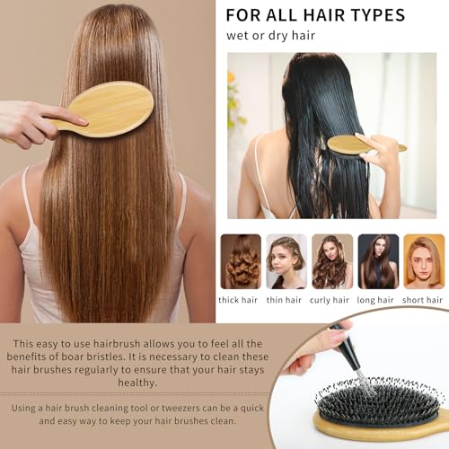 Save 33% on Bamboo Boar Bristle Hair Brush for Thick Hair - Image 4
