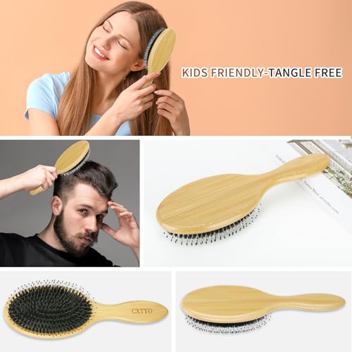 Save 33% on Bamboo Boar Bristle Hair Brush for Thick Hair - Image 5