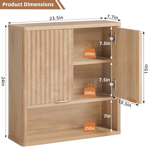 50% Off LEYAOYAO Fluted Wall-Mounted Bathroom Storage Cabinet - Image 2