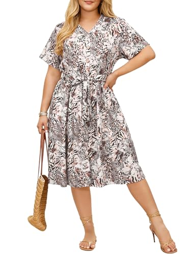 45% Off Plus Size Summer Midi Dress with Pockets - Image 1