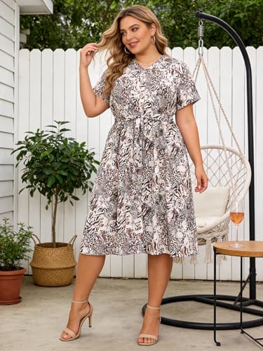 45% Off Plus Size Summer Midi Dress with Pockets - Image 3