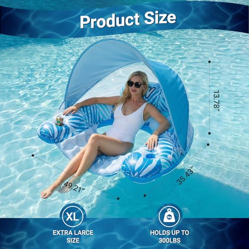 40% Off XL Inflatable Pool Float with Canopy & Drink Holder - Image 2
