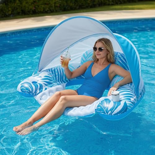 40% Off XL Inflatable Pool Float with Canopy & Drink Holder - Image 4