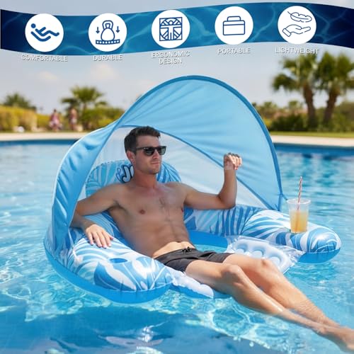 40% Off XL Inflatable Pool Float with Canopy & Drink Holder - Image 5