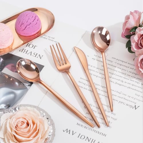 50% Off PULOTE Rose Gold Plastic Silverware Set (150 PCS) - Image 5