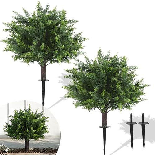 50% Off Set of 2 Artificial Cypress Topiary Trees - Image 1