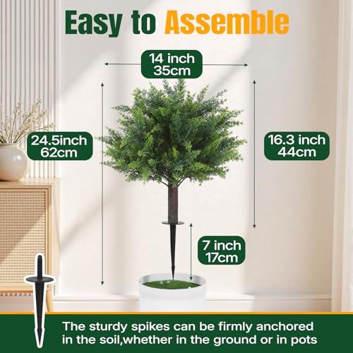 50% Off Set of 2 Artificial Cypress Topiary Trees - Image 2