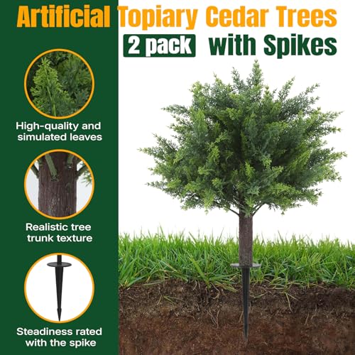 50% Off Set of 2 Artificial Cypress Topiary Trees - Image 3