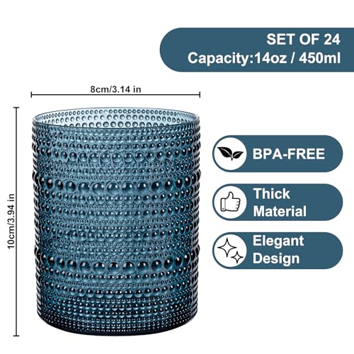 30% Off YOUBET 24-Pack Vintage Blue Plastic Drinking Glasses - Image 2