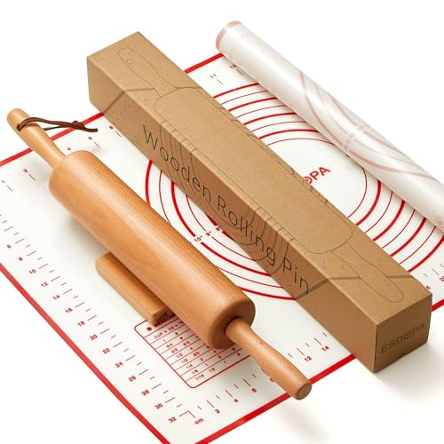 40% Off Classic Wood Rolling Pin Set with Silicone Mat - Image 1