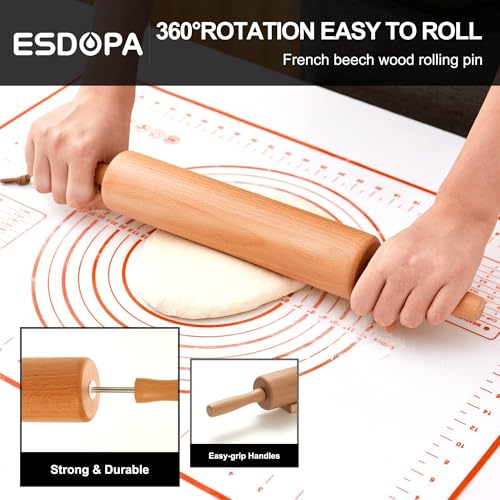 40% Off Classic Wood Rolling Pin Set with Silicone Mat - Image 2