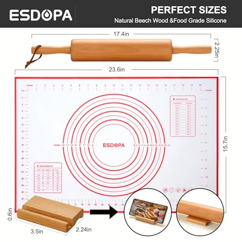 40% Off Classic Wood Rolling Pin Set with Silicone Mat - Image 3