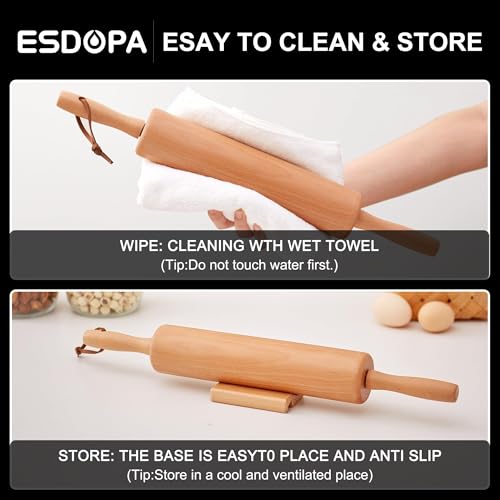 40% Off Classic Wood Rolling Pin Set with Silicone Mat - Image 5