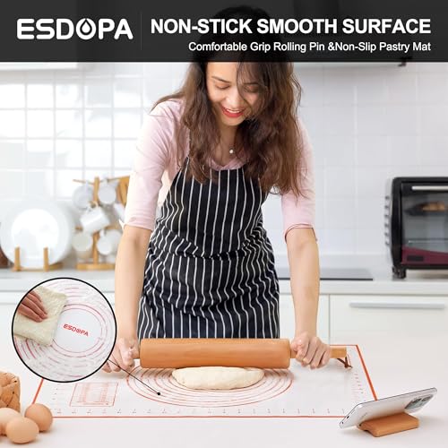 40% Off Classic Wood Rolling Pin Set with Silicone Mat - Image 6